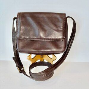 Vintage Talbots Chocolate Brown Leather Shoulder Bag NWOT
